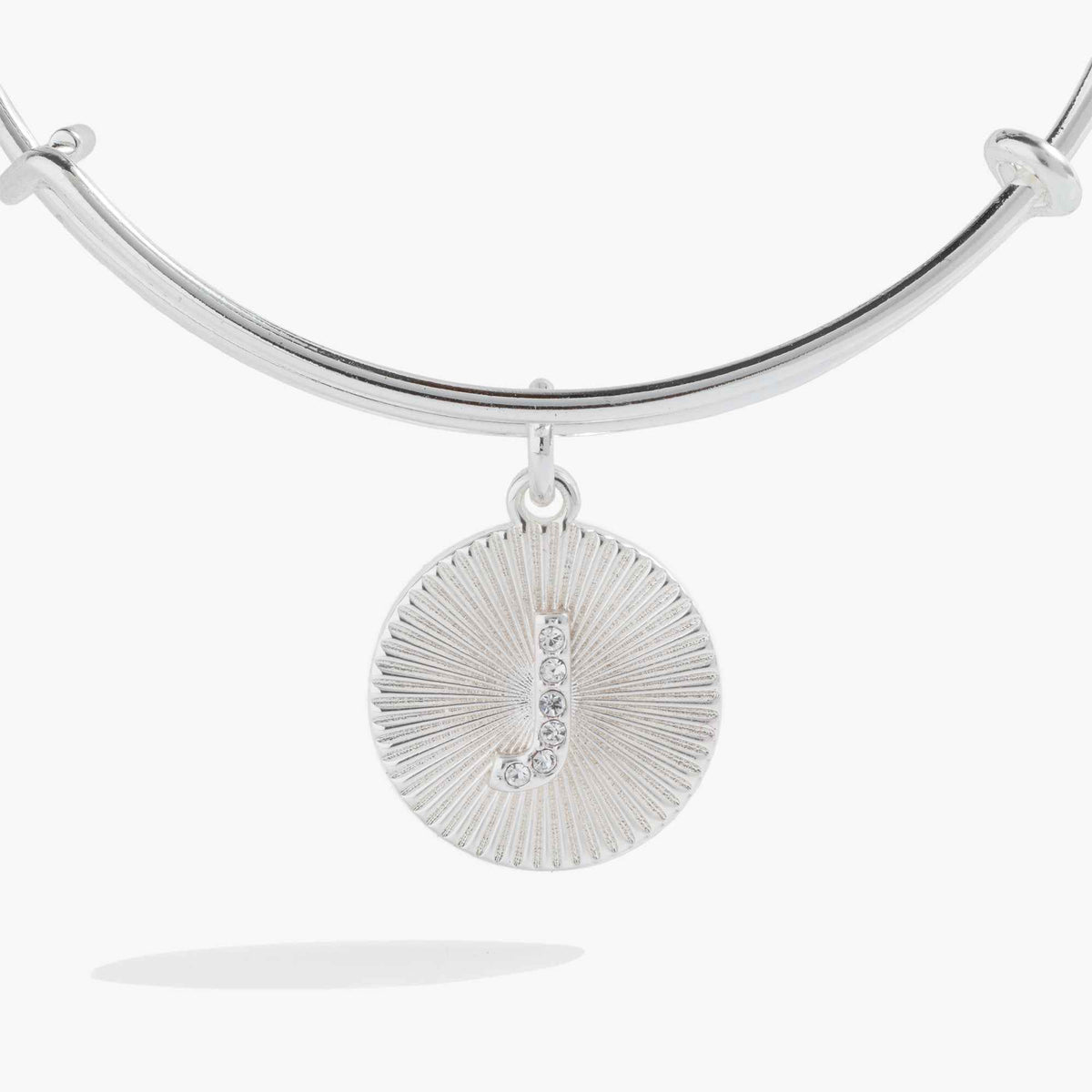 Initial J Pave Starburst Texture Bangle