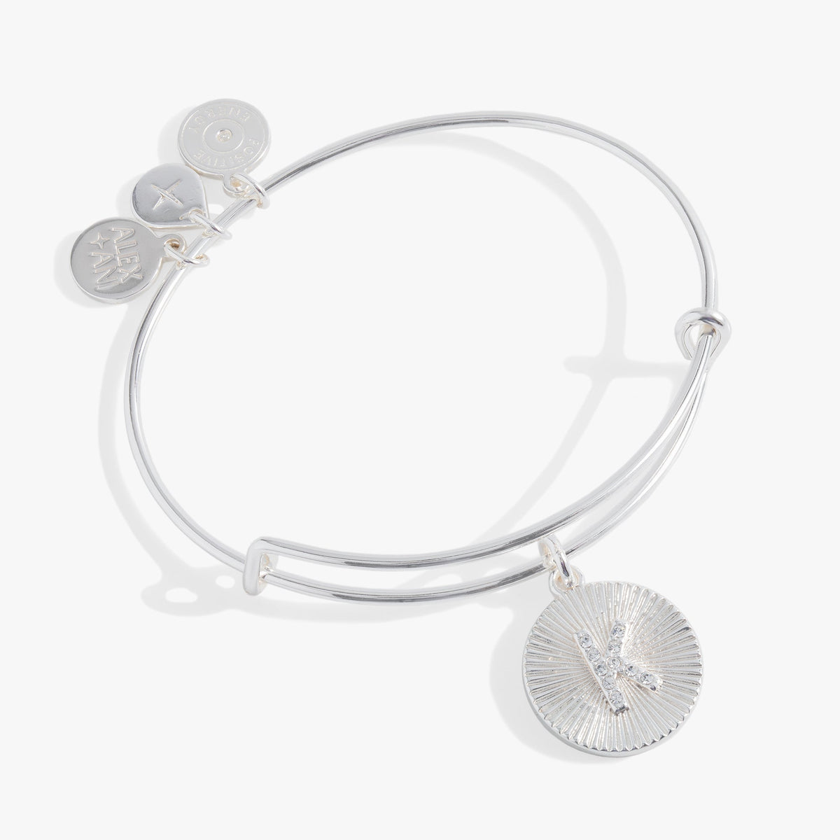 Initial K Pave Starburst Texture Bangle