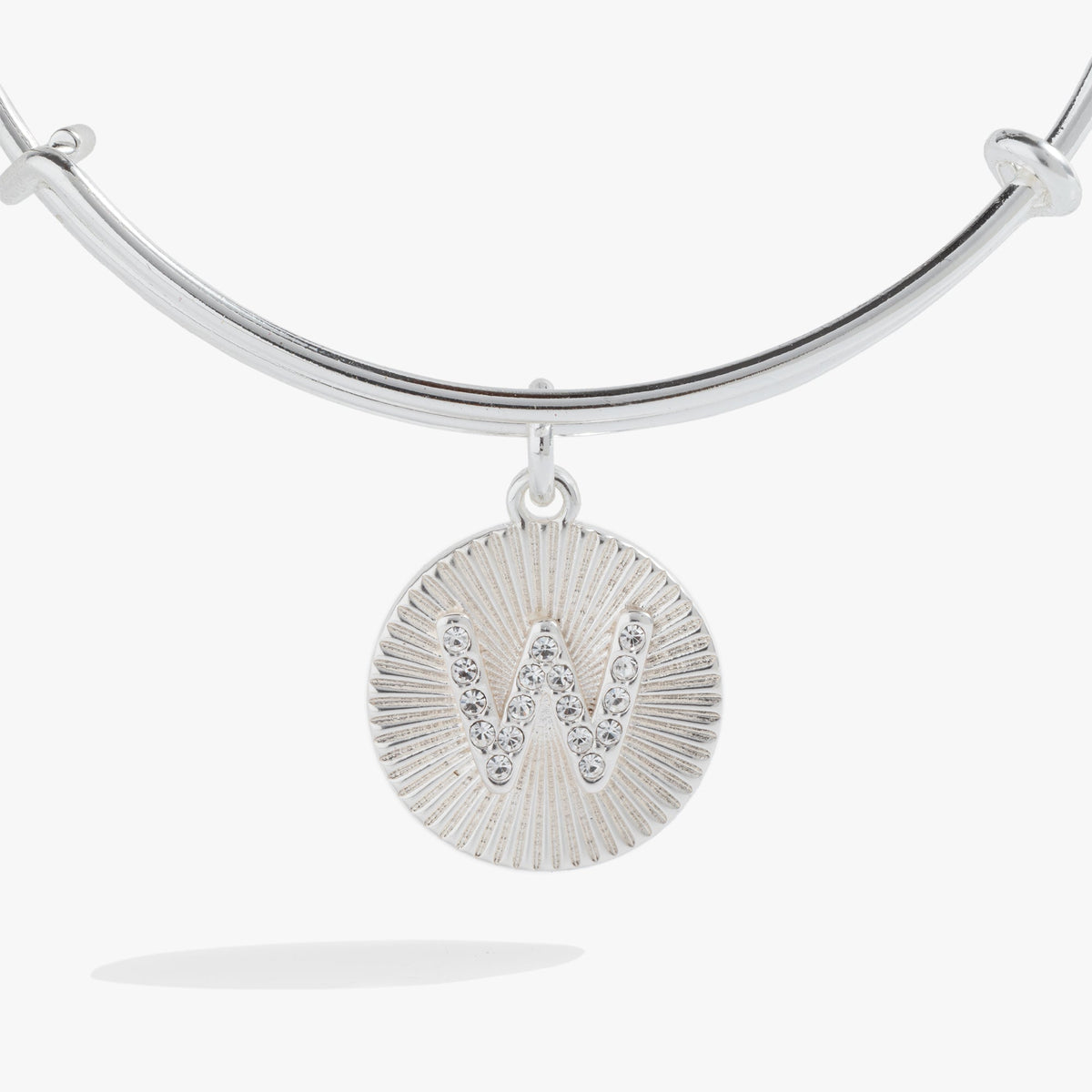 Initial W Pave Starburst Texture Bangle