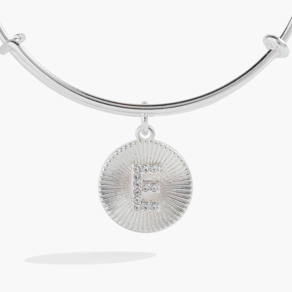 Initial E Pave Starburst Texture Bangle