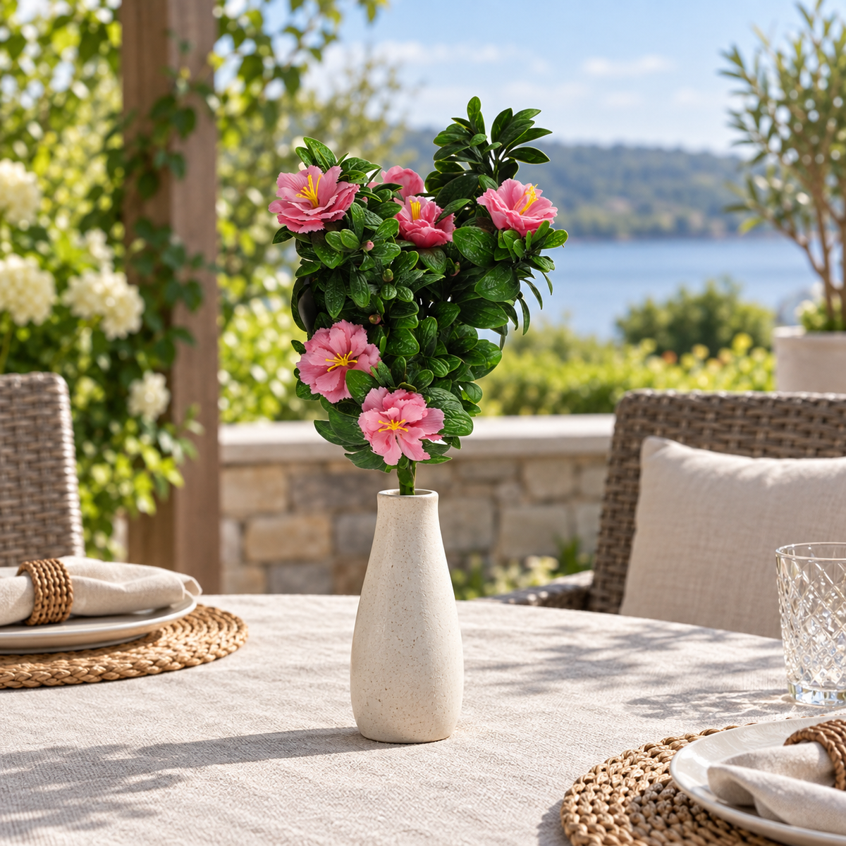 Pink Rose Bunch Artificial Hanging Plant 18in – UV Resistant