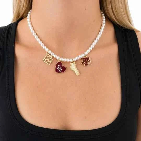 Brianna Cannon Texas A&M Pearl Charm Necklace