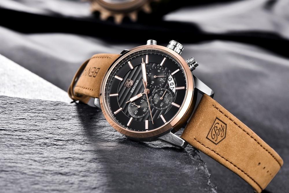 Luxury Steel Sports Men's Watches Business Design Leather Band Wrist Watch Military Quartz