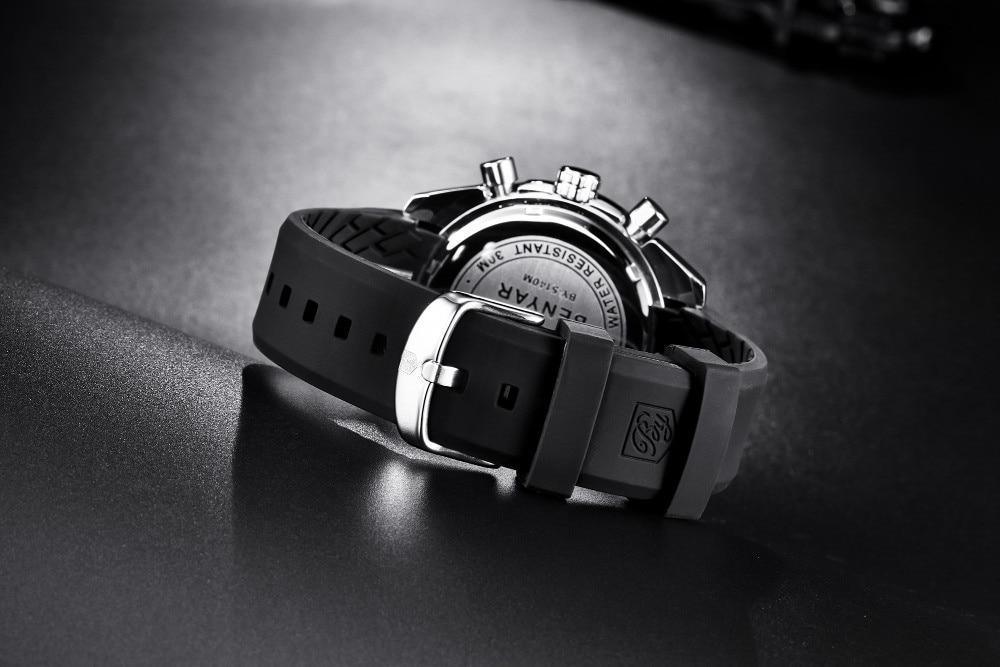 New Men Silver Blue Watch Business Analog Chronogragh Full Steel Luxury Casual Male Waterproof Sports Design Watches
