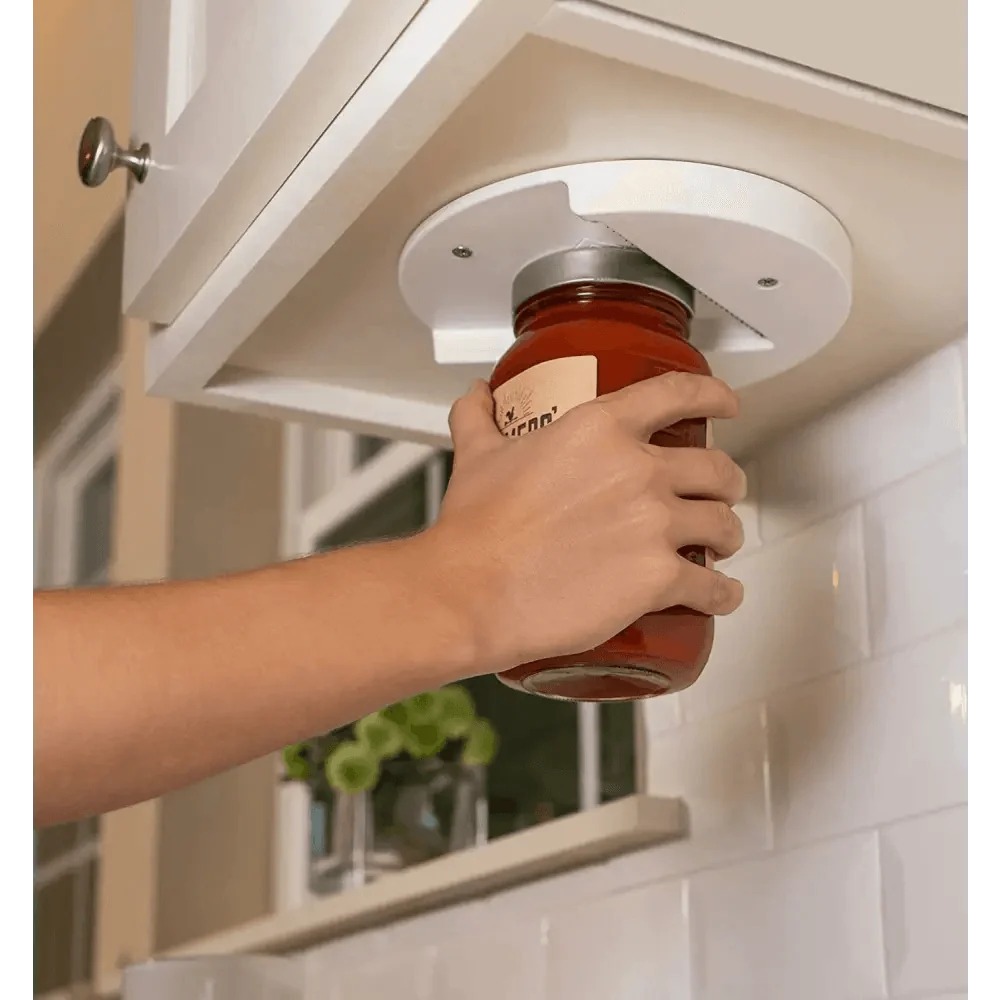 Quick Unique Design V-Shape Multi-function Lid Jar Opener Under Cabinet Professional Cans Fits Any Sizes Useful Kitchen Gadget