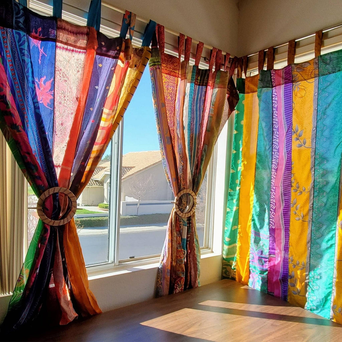 Rainbow Oasis Drapes – Upcycled Boho Curtains