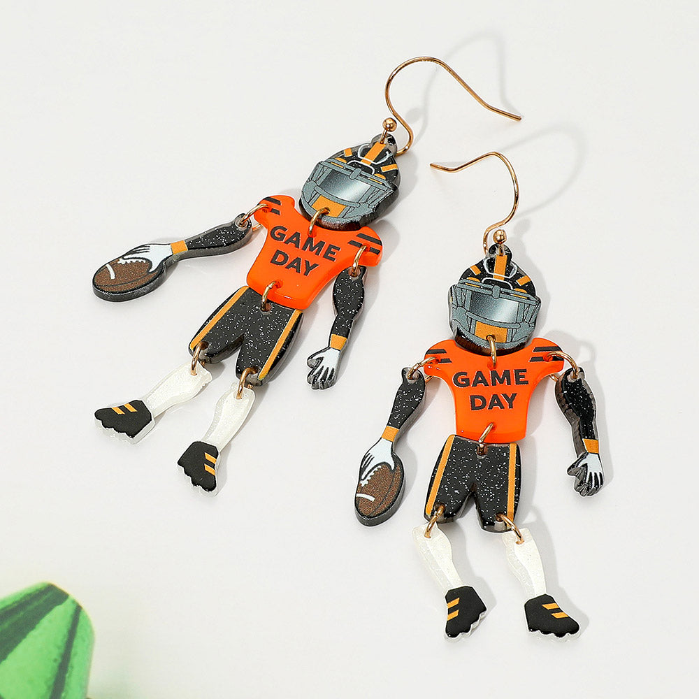 Resin GAME DAY Football Player Dangle Earrings