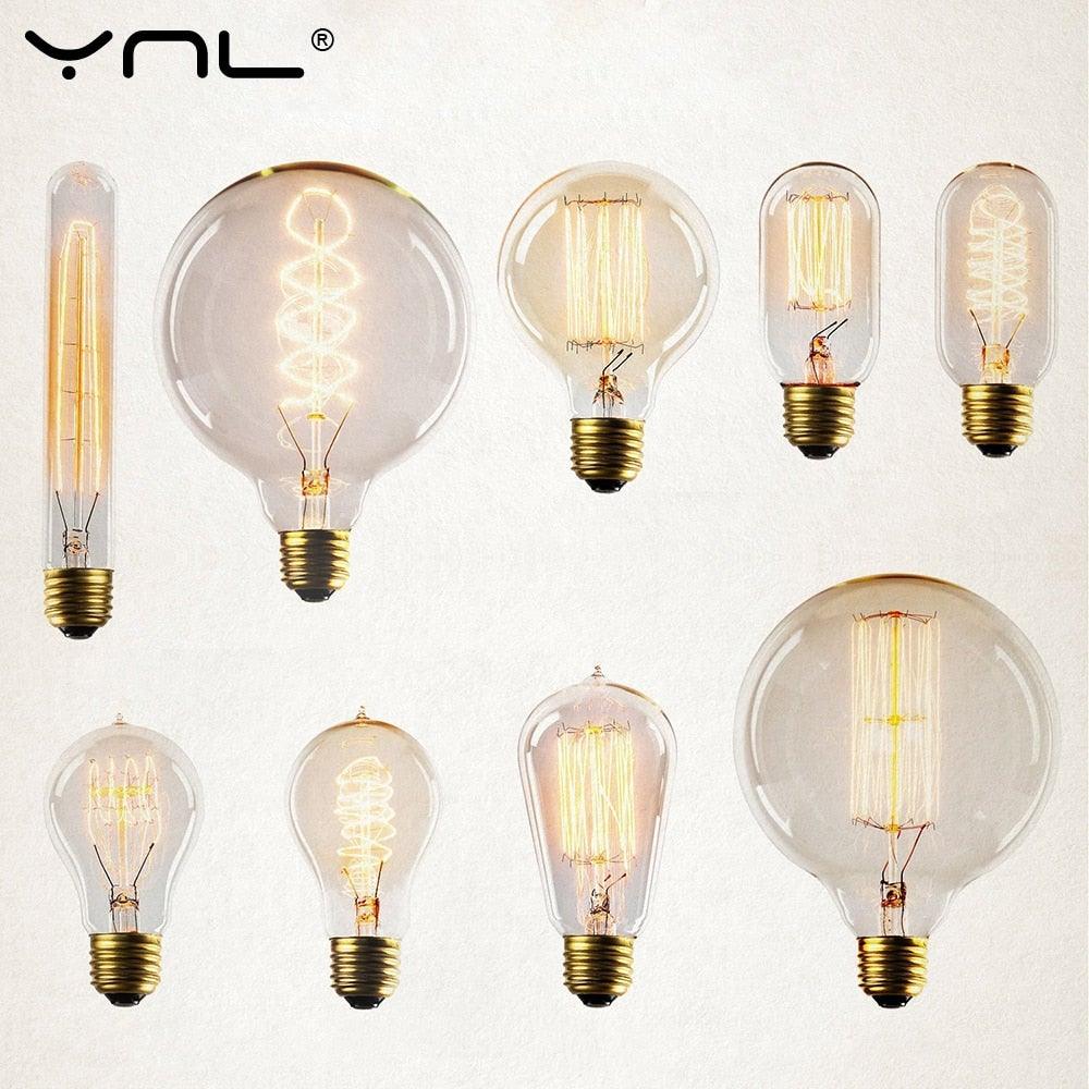 Retro Edison Bulb ST64 A19 T45 G80 G95 G125 Incandescent Light Bulb E27 220V 40W filament bulb lighting tubes Edison