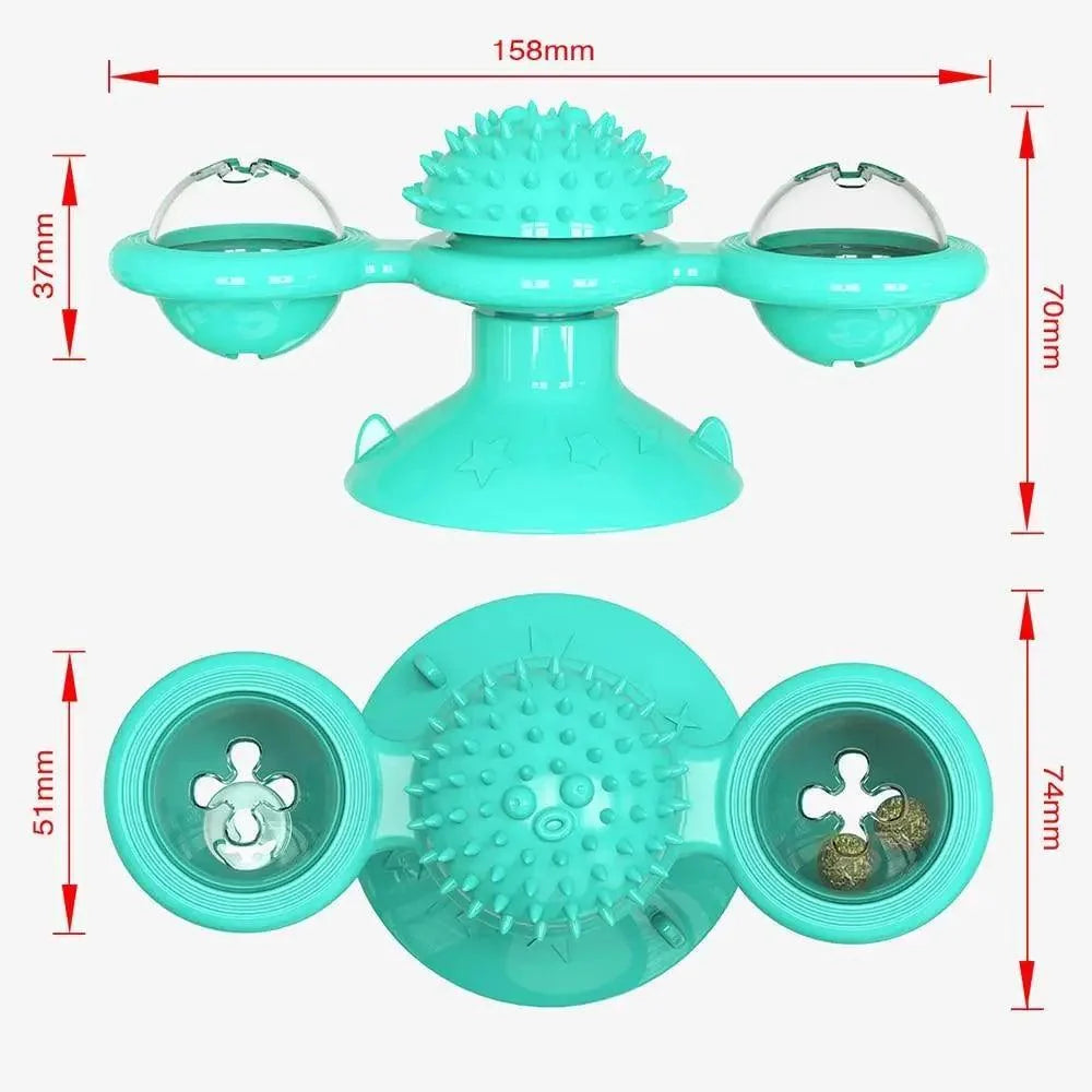 Rotatable Funny Massage Cat Toys Windmill LED Ball Teeth Cleaning Toys For Pets Interactive Turntable Tease Cat Toys