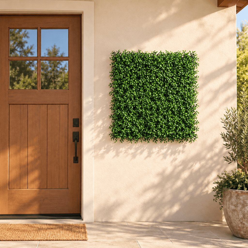 Artificial Ruscus Vertical Garden Green Wall Panel 40×40in 11 SQ FT – UV Resistant – Commercial Grade