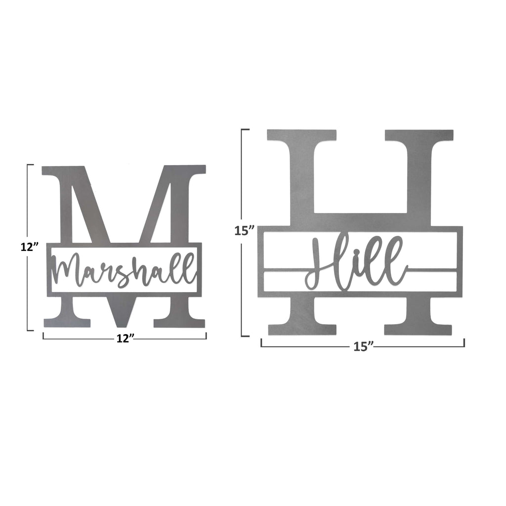 [COL] Script Letter Monogram  - 2 Sizes -  Personalized Metal Family Monogram Last Name Sign