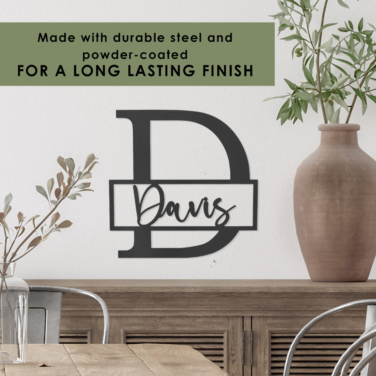 [COL] Script Letter Monogram  - 2 Sizes -  Personalized Metal Family Monogram Last Name Sign