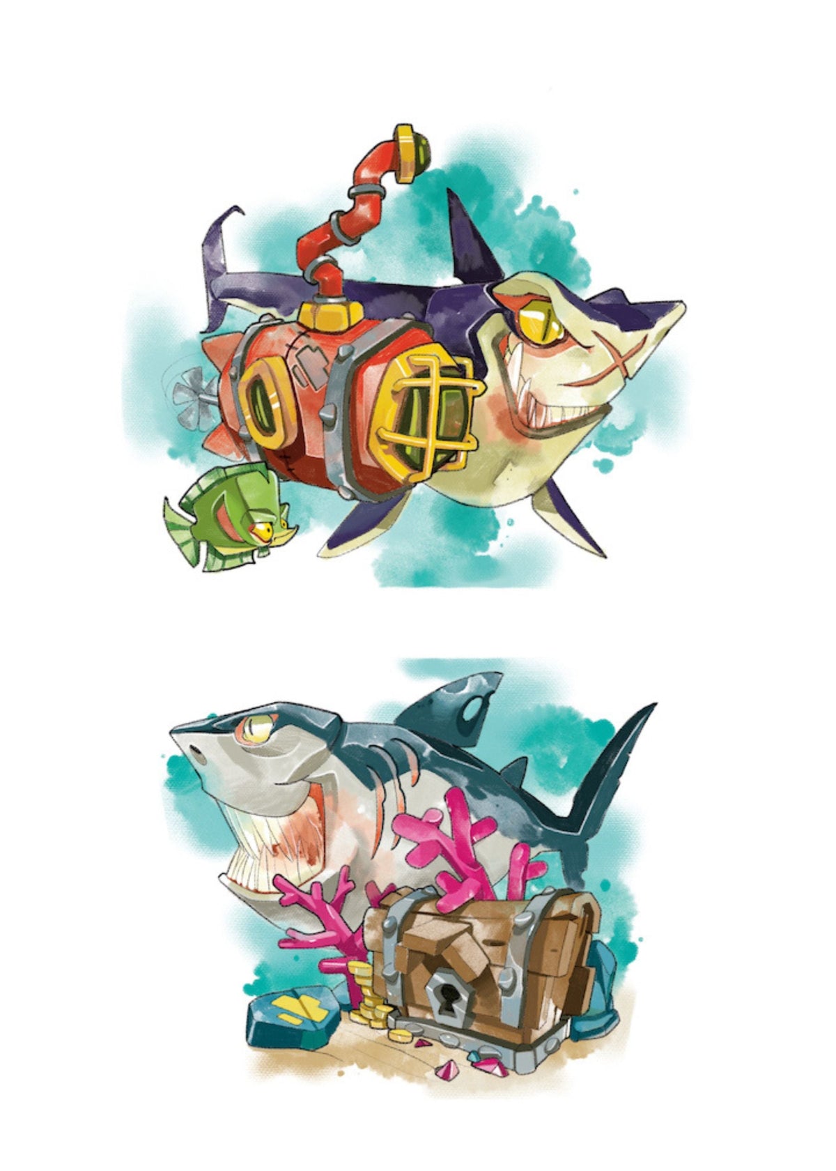 Shark Attack Full Sleeve Tattoo - Temporary Kids Tattoo Sleeve