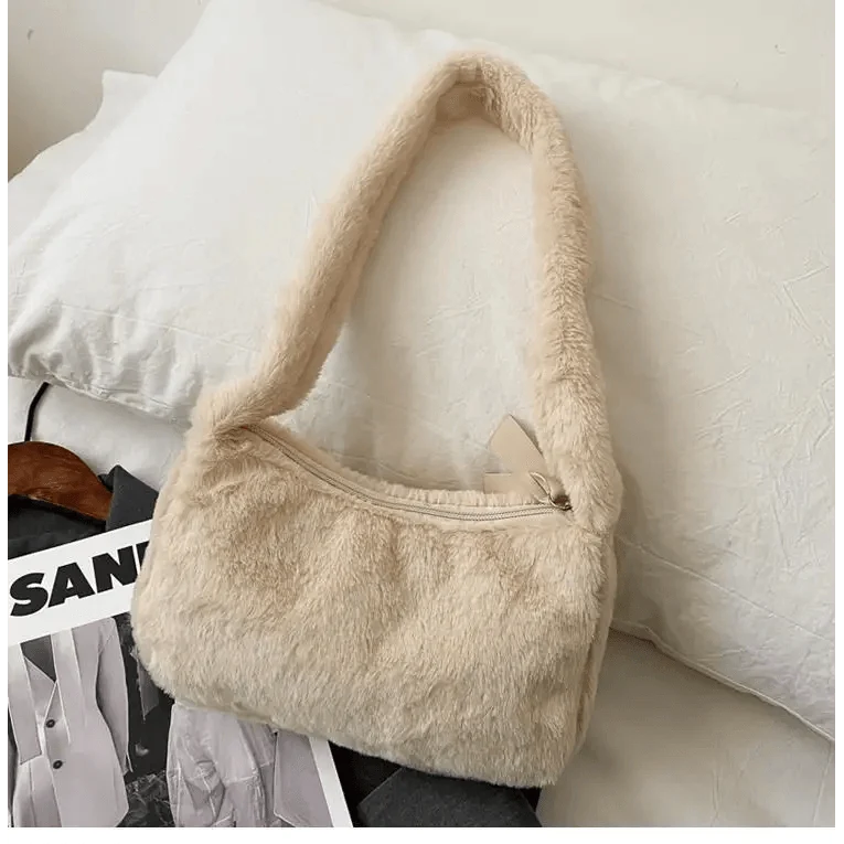 Simple And Stylish Women Soft Plush Winter Furry Shoulder Bags For Ladies And Girls Designer Clutch Handbag For Female