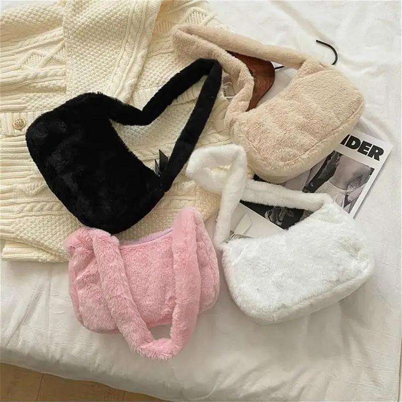 Simple And Stylish Women Soft Plush Winter Furry Shoulder Bags For Ladies And Girls Designer Clutch Handbag For Female