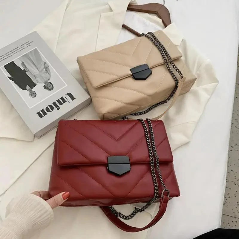 Sizzling Embroidery Thread Small PU Leather Crossbody Bags For Women And Girls Trending Female Shoulder Handbags