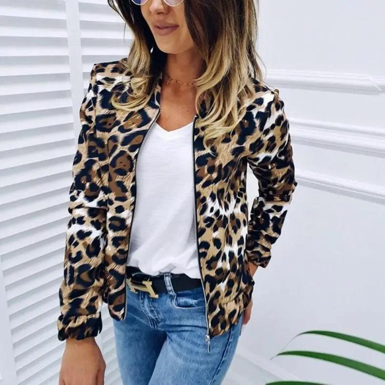Sizzling Stylish Women's Long Sleeve Jacket Sweater Top Ladies Casual Leopard Print, Cardigan Zipper, Short Outwear, Coat Jacket