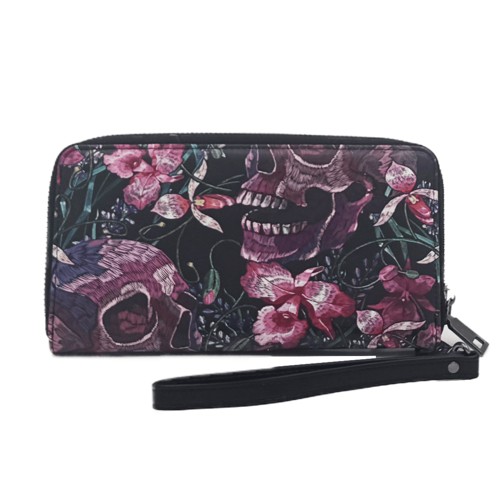 Skulls and Flowers Clutch Wallet