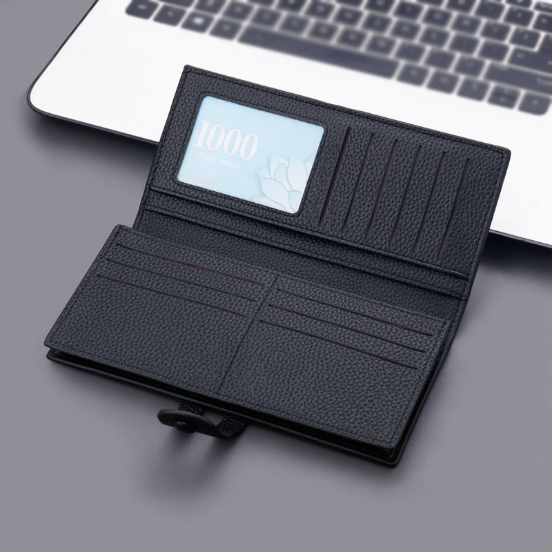 Snap Wallet Men's Long Button Trend Brand Wallet College Student Niche Design Wallet Large Capacity Men's And Women's