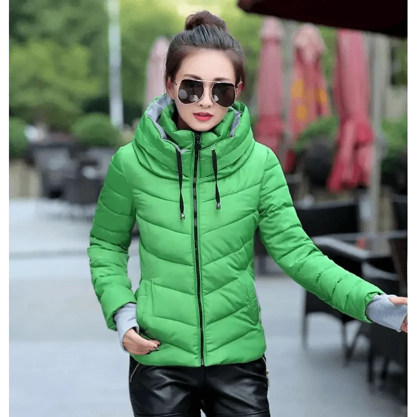Soft And Comfortable Winter Jacket For Women Short Women's Thicken Outerwear In solid hooded Coats Zipper For Female Slim Cotton padded basic tops