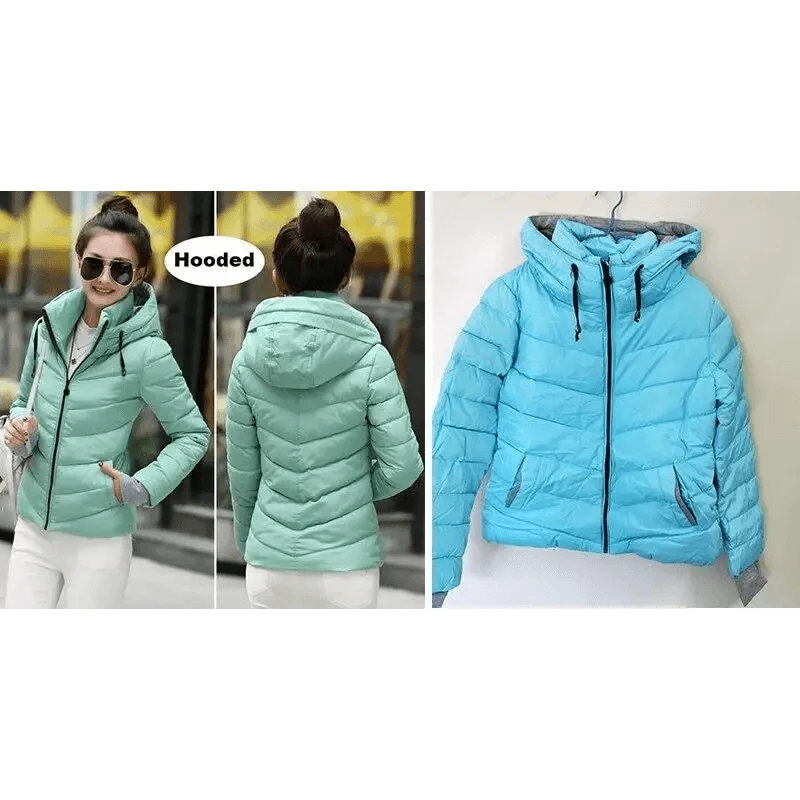 Soft And Comfortable Winter Jacket For Women Short Women's Thicken Outerwear In solid hooded Coats Zipper For Female Slim Cotton padded basic tops