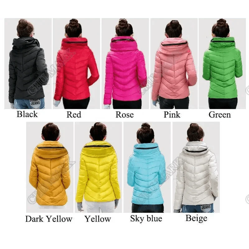 Soft And Comfortable Winter Jacket For Women Short Women's Thicken Outerwear In solid hooded Coats Zipper For Female Slim Cotton padded basic tops