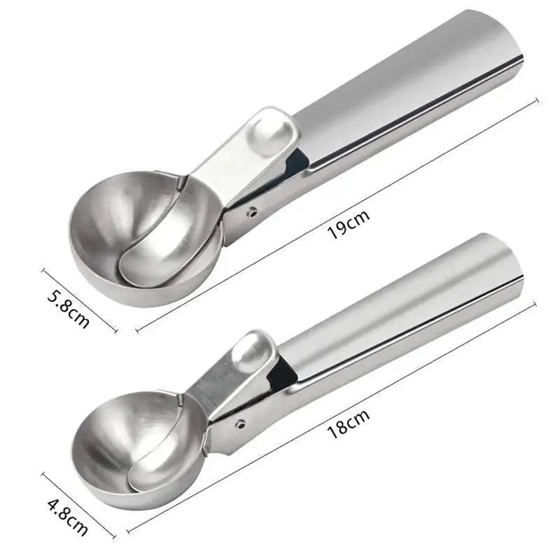Stainless Steel Ice Cream Scooper, A Good Metal Scoop Tools For Kitchen, For Making Meatball/Melon Ball/Watermelon/Fruits, Measuring Spoon Cup for Cooking Baking