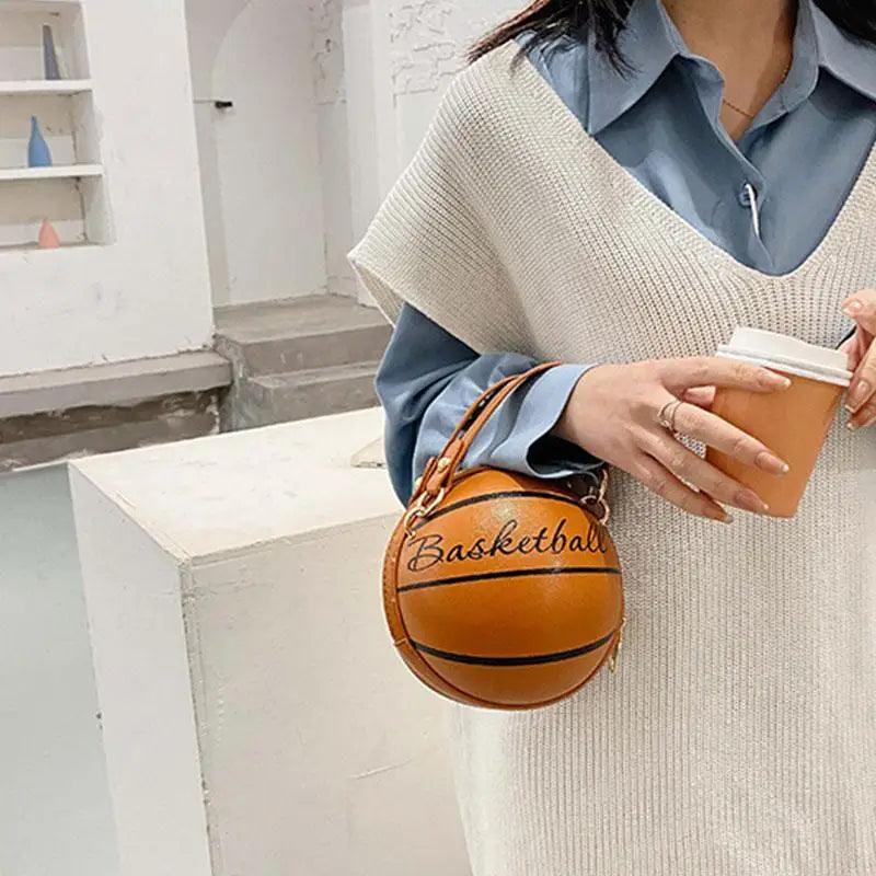 Stunning Ball Purses For Teenagers And Women Stylish Shoulder Bags, Crossbody Chain Hand Bags Personalit Leather Pink Basketball Bag For Females