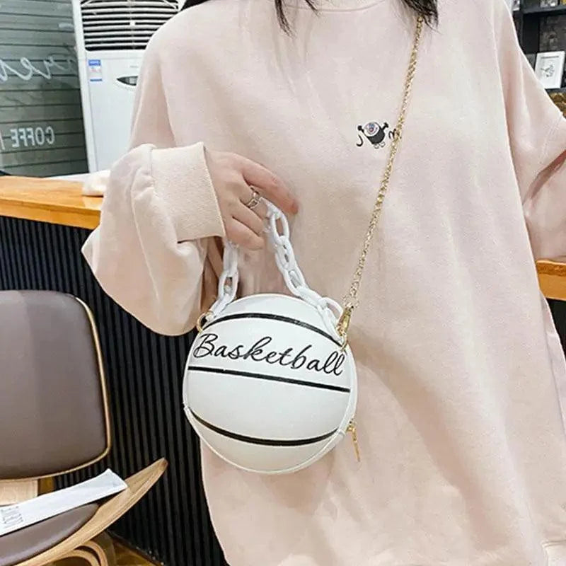 Stunning Ball Purses For Teenagers And Women Stylish Shoulder Bags, Crossbody Chain Hand Bags Personalit Leather Pink Basketball Bag For Females