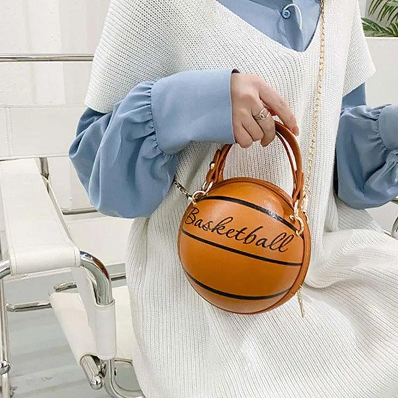 Stunning Ball Purses For Teenagers And Women Stylish Shoulder Bags, Crossbody Chain Hand Bags Personalit Leather Pink Basketball Bag For Females