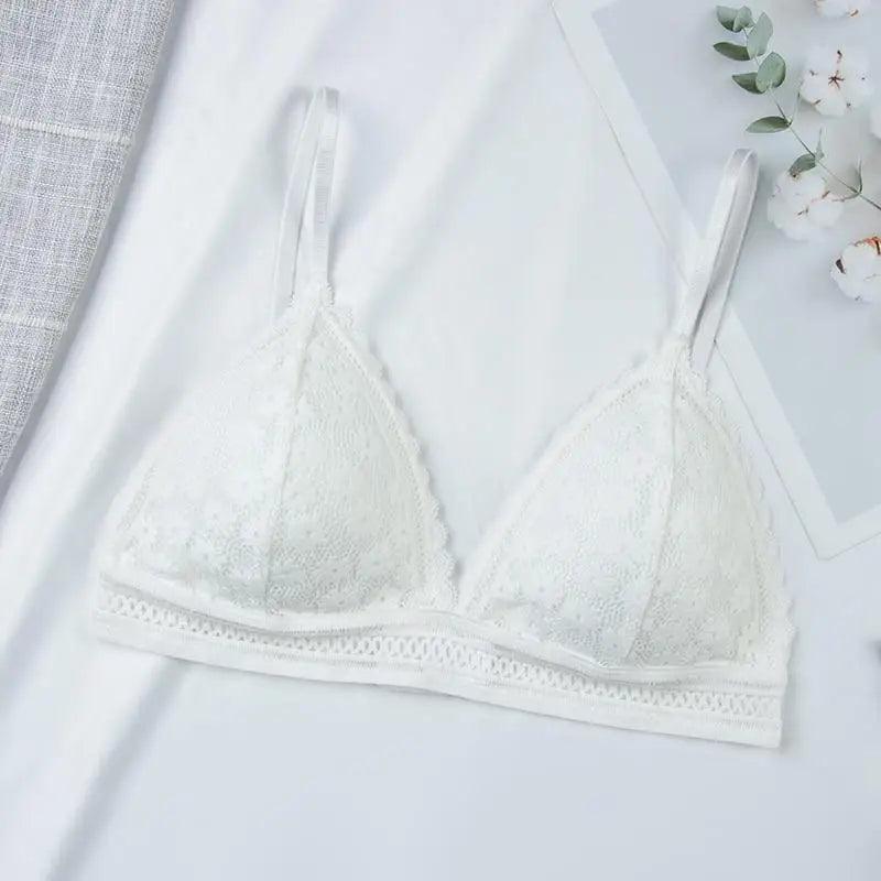 Stunning Hot Look Women's Lace Bra No Steel Ring Beauty Back comfor Wrapped Chest Comfortable Daisy Brassiere Stretch Triangle Cup Padded Underwear 1/2Pcs