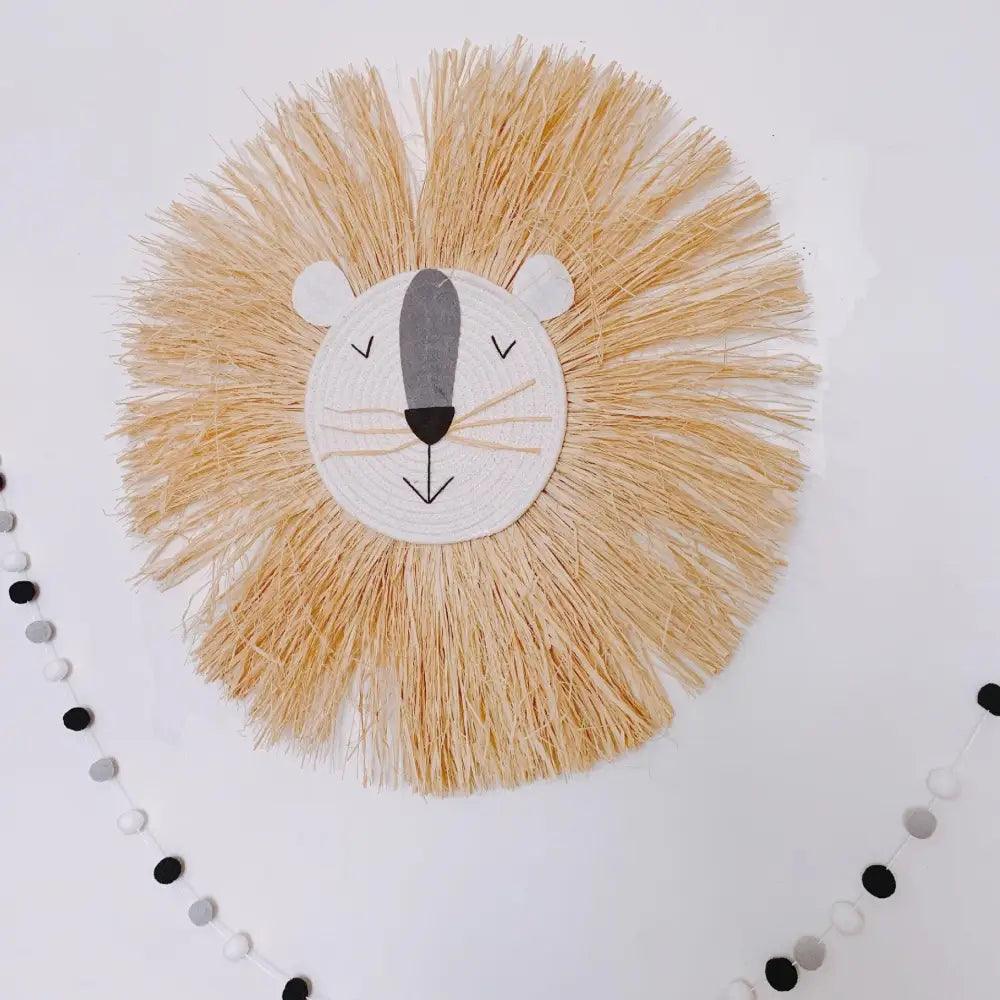 Stylish Interior Hand Woven Cartoon Lion Hanging Decorations Cotton Thread Weaving Animal Head Ornament Children room Wall Hanging