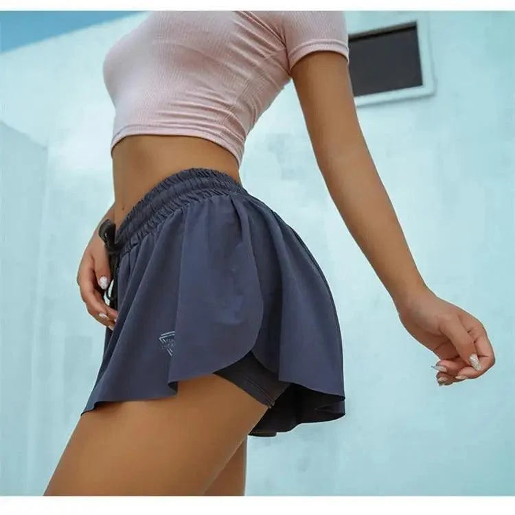 Summer Running Shorts Women 2 In 1 Marathon Quick Dry Shorts Gym Loose Sport Breathable Yoga Shorts