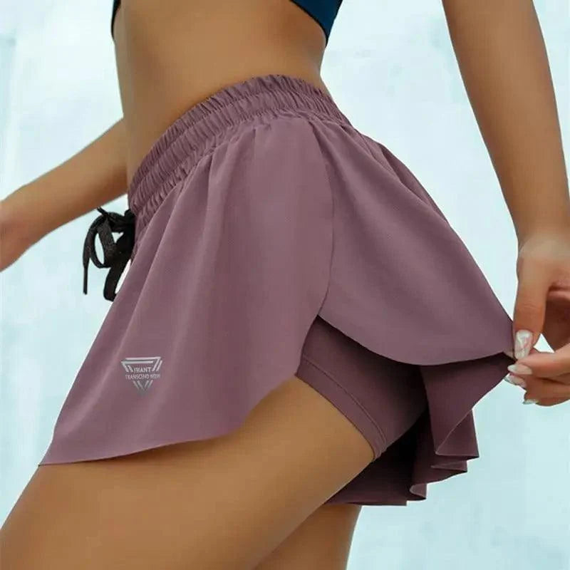 Summer Running Shorts Women 2 In 1 Marathon Quick Dry Shorts Gym Loose Sport Breathable Yoga Shorts