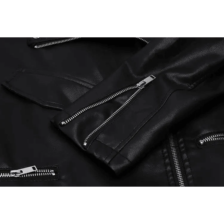 PU Faux Leather Jacket Women Loose Sashes Casual Biker Jackets Outwear Female Tops BF Style Black Leather Jacket Coat