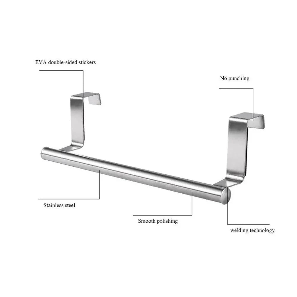 Towel Rack Over Door Towel Bar Hanging Holder Stainless Steel Bathroom Kitchen Cabinet Towel Rag Rack Shelf Hanger Tool Gadget