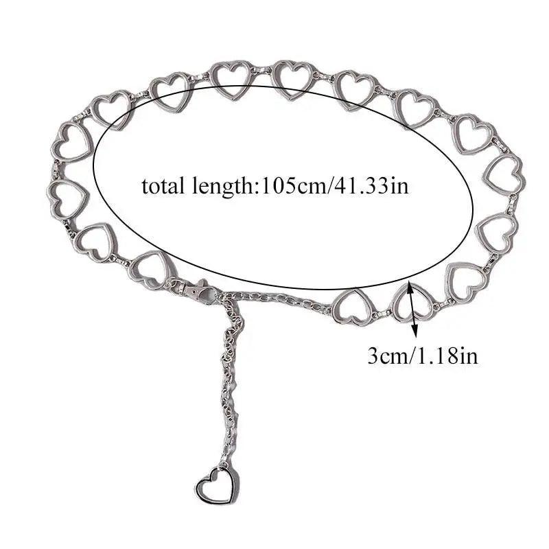 Trendy Heart Shaped Design Body Long Chain Ladies Belts Modern Metal Waist Chain Love Belts For Women
