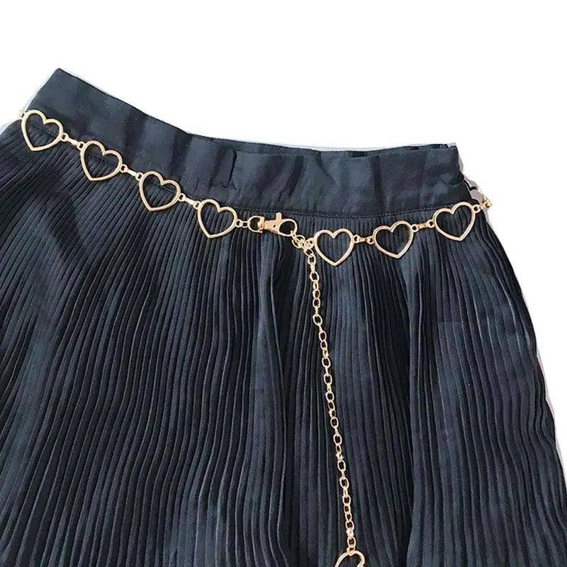 Trendy Heart Shaped Design Body Long Chain Ladies Belts Modern Metal Waist Chain Love Belts For Women
