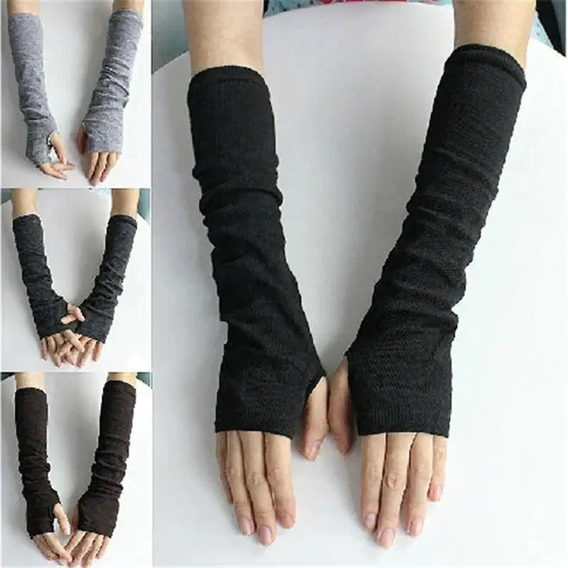 Trendy Winter Long Section Of Wool Fingerless Gloves Casual Wear Gloves In Winter For Women Long Fingerless Gloves Womens Winter Warmer Knitted Arm Sleeve Casual Soft Gloves Arm Warmer