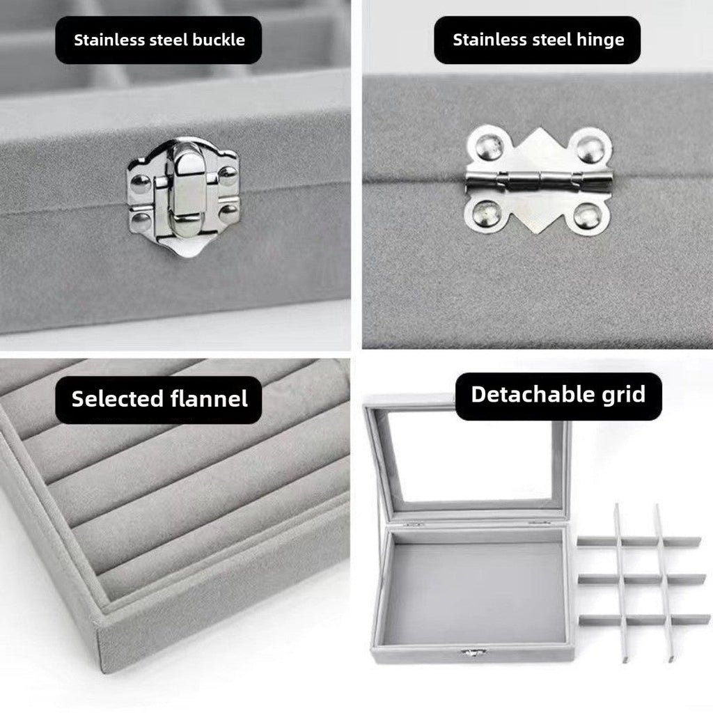 Flannel dustproof jewelry box with lid, ring earrings, earrings, necklace storage box, anti-oxidation jewelry storage box