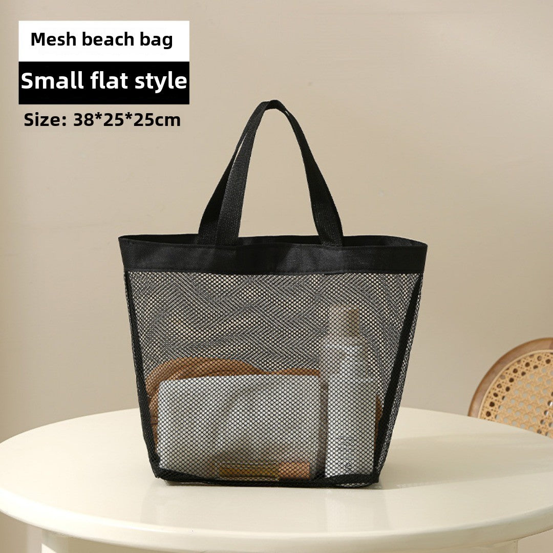 Mesh Shower Tote Bag, Portable Beach Bag, Summer Travel Large Capacity Portable Mesh Tote Bag, Foldable Wash and Makeup bag large