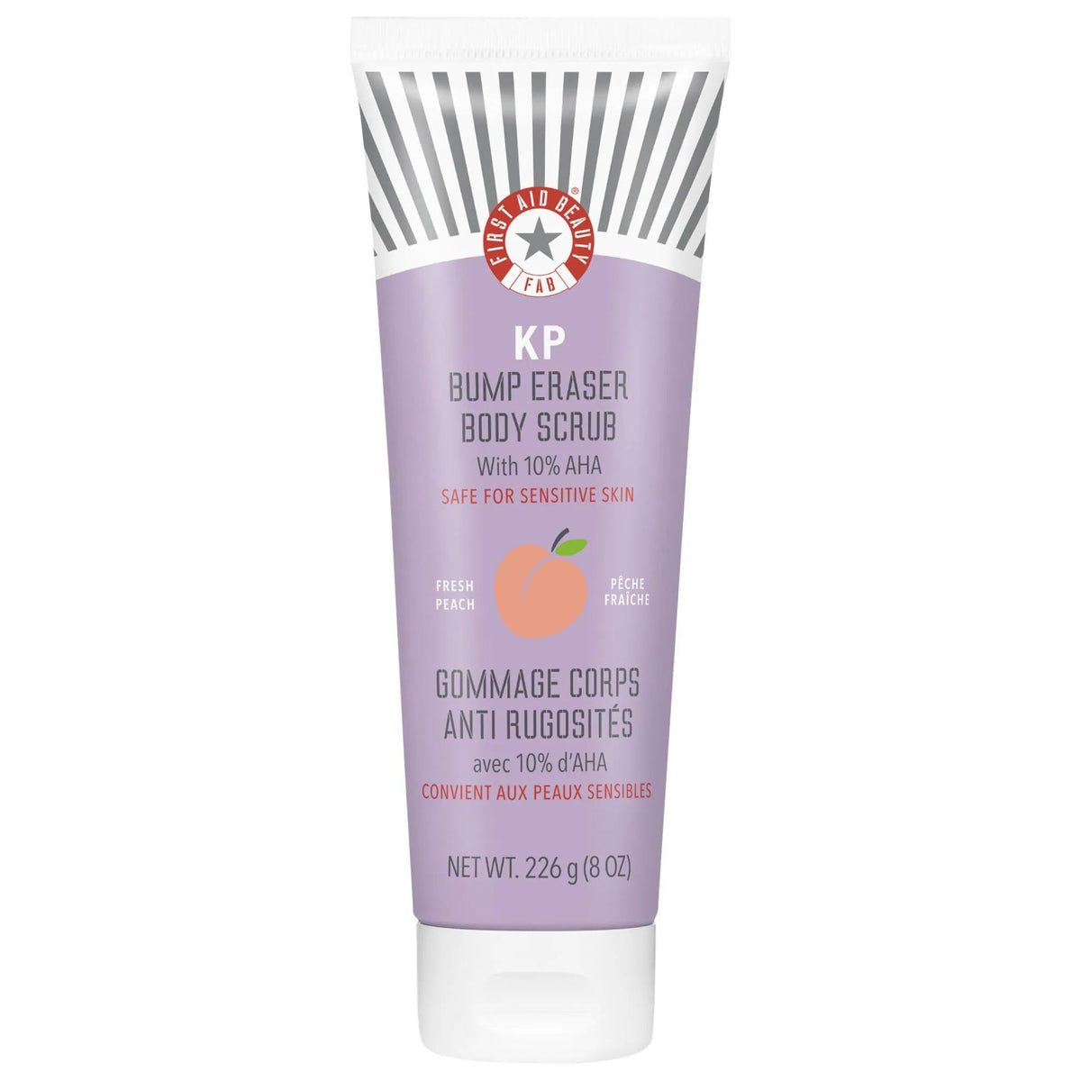 KP Bump Eraser Body Scrub with 10% AHA – Peach: Vegan & Cruelty-Free Exfoliator for Keratosis Pilaris (KP) & Strawberry Skin - Reveal Smooth, Healthy Skin.