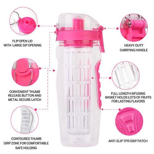 Ultra Portable Fruit Infusing Water Bottle 32oz