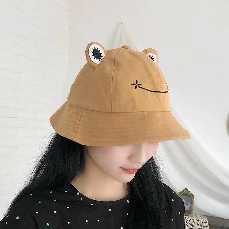 Unique Design Frog Bucket Hat for Women Summer Autumn Plain Female Panama Outdoor Hiking Beach Fishing Cap Sunscreen Woman Sunhat
