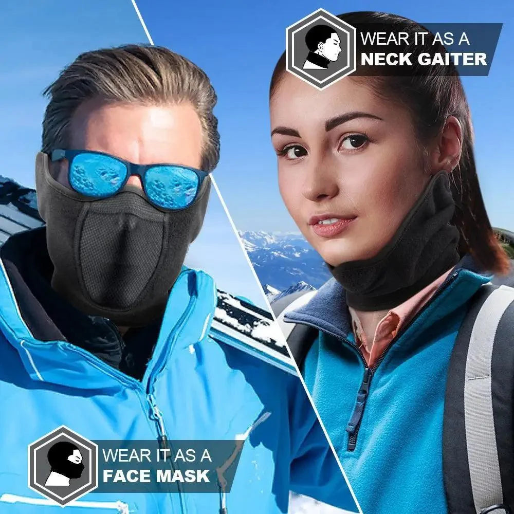 Unisex Breathable Black Half Ski Windproof Sport Mask Face Cover Ear Warmer For Winter Weather Men Running Thermal Masks Scarf Snowboard Ski Mask Neck Warmer