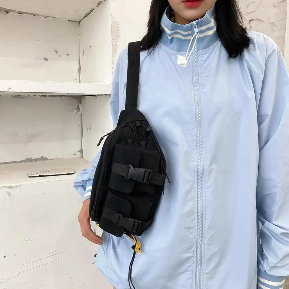 Unisex Casual Stylish Zipper Fanny Black Waist Bag Comfortable Travel Cross Body Bag Large Capacity Bags