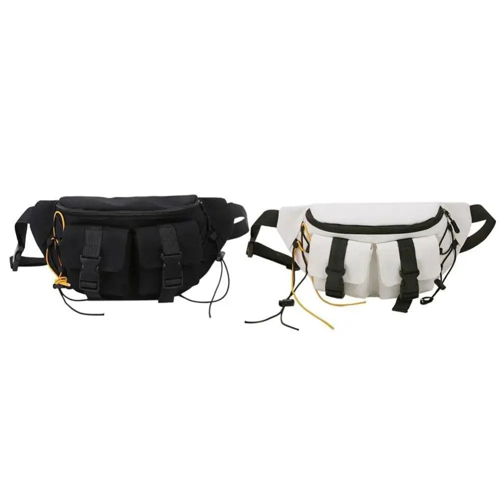 Unisex Casual Stylish Zipper Fanny Black Waist Bag Comfortable Travel Cross Body Bag Large Capacity Bags