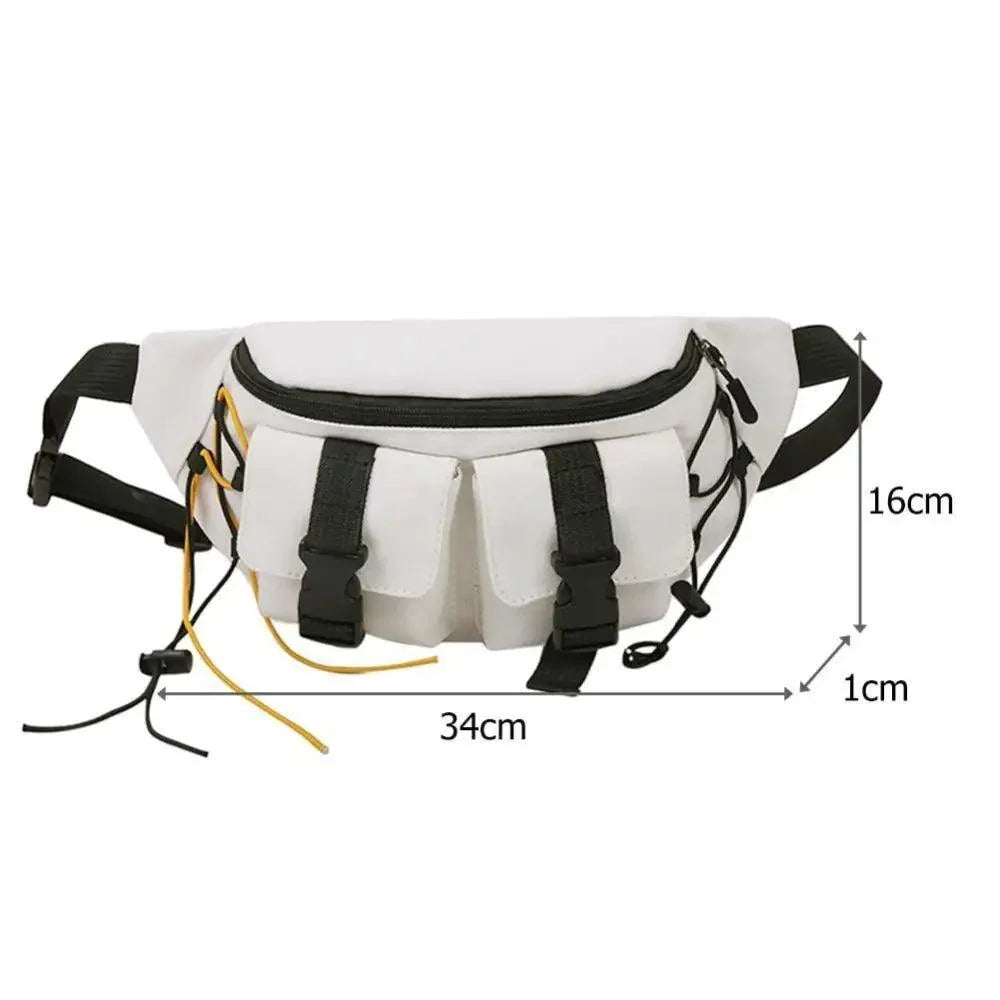 Unisex Casual Stylish Zipper Fanny Black Waist Bag Comfortable Travel Cross Body Bag Large Capacity Bags