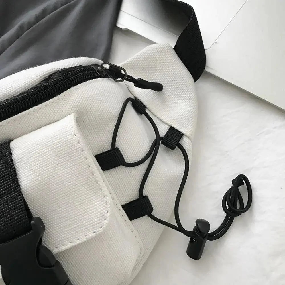 Unisex Casual Stylish Zipper Fanny Black Waist Bag Comfortable Travel Cross Body Bag Large Capacity Bags