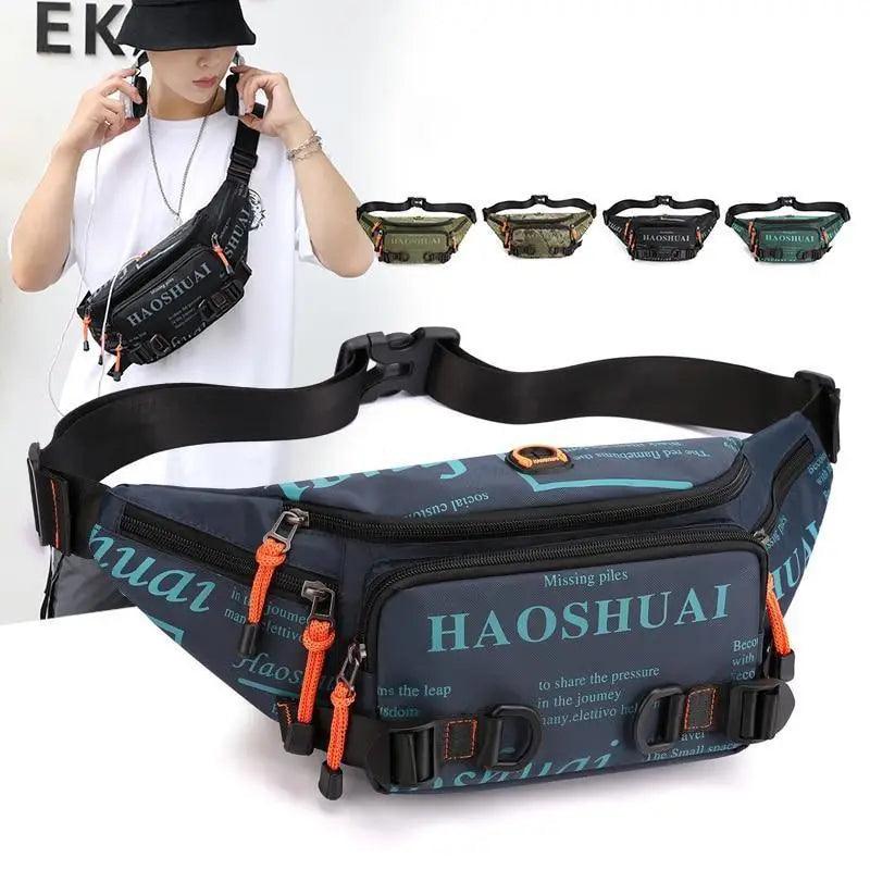 Unisex Stylish Multiple Pockets Fanny Pack Men Waist Packs Travel Adjustable Waist Band Outdoor Portable Modern Fanny Bag
